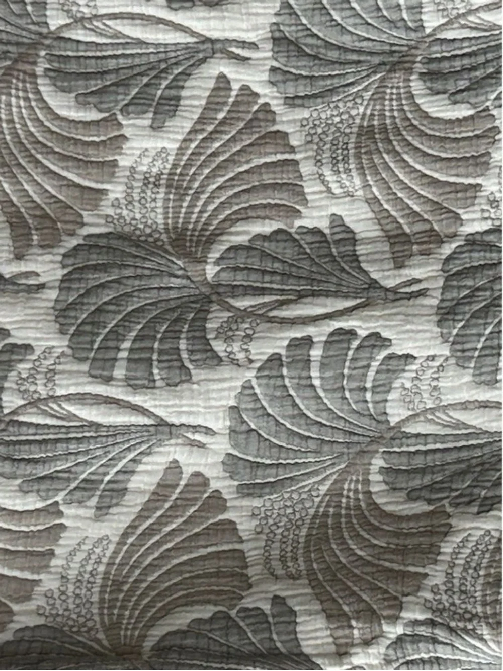 Greige Palms Quilted Woven Bedspread Luxury Blanket Woven Turkish Cotton Queen